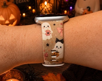 Cute Halloween Ghost Pumpkin Watch Band | Neutral Spooky Smartwatch Strap