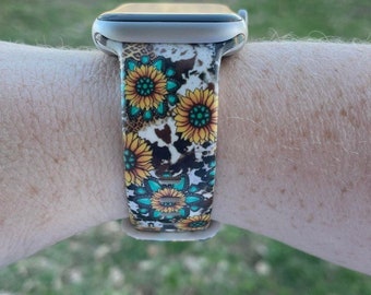 Western Sunflower Watch Band Compatible with Apple Watch Samsung Garmin