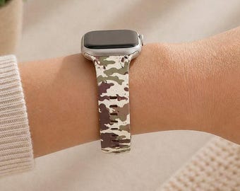 Correa de reloj con estampado de camuflaje compatible con Apple Watch, Samsung y Garmin.