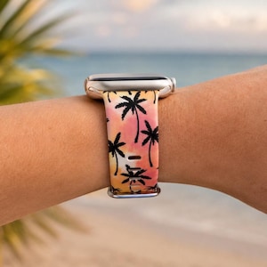 Tropical Palm Tree Watch Band | Sunset Beach Design | Compatible with Apple and Samsung Watches