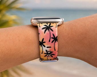 Tropical Palm Tree Watch Band | Sunset Beach Design | Compatible with Apple and Samsung Watches