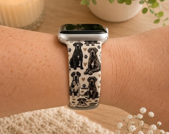 Great Dane Watch Band | Dog Lover Smart Watch Band | Harlequin & Black Great Dane Wristband
