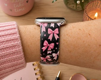 Pink Coquette Bow Watch Band | Cute Girly Smartwatch Strap
