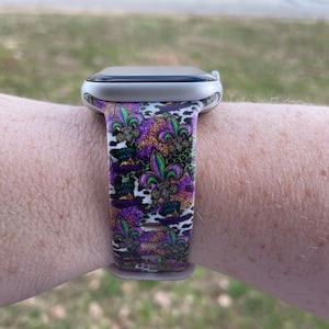 Mardi Gras Watch Band Compatible with Apple Watch Samsung Garmin
