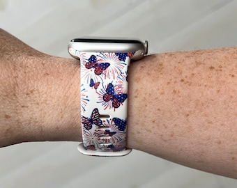 Patriotic Butterflies Watch Band Compatible with Apple Watch Samsung Garmin
