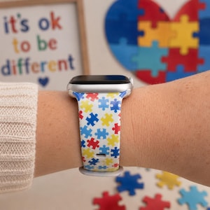 Autism Awareness Puzzle Piece Watch Band | Colorful Neurodiversity Design | Compatible with Apple and Samsung Watches