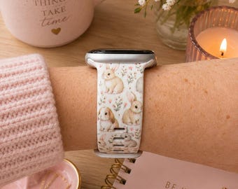 Cute Bunny Rabbit Watch Band | Floral Cottagecore Smartwatch Strap
