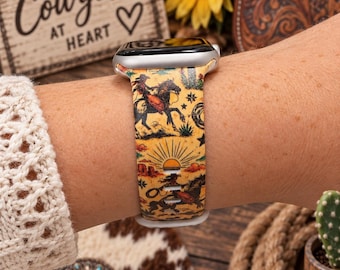 Cowboy Watch Band, Western Cowgirl Watch Strap, Rodeo Watch Band, Western Horse Watch Band, Cowboy Gift, Country Watch Band, Cowgirl Gift
