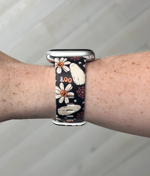 Halloween Ghost and Flowers Watch Band Compatible With Apple  display picture 1