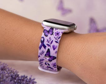 Purple Butterfly Watch Band, Floral Butterfly Watch Strap, Lavender Watch Band, Pink Butterfly Band, Spring Flower Watch Band, Cute Gift