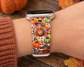 Thanksgiving Turkey Watch Band, Fall Pumpkin Watch Strap, Autumn Watch Band, Cute Thanksgiving Gift, Turkey Lover Gift