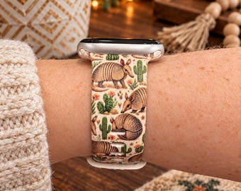 Armadillo Watch Band, Cactus Watch Strap, Desert Watch Band, Southwestern Watch Band, Western Watch Band, Armadillo Gift, Country Gift