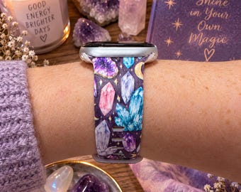 Crystal Watch Band, Celestial Watch Band, Gemstone Watch Strap, Crystal Lover Gift, Purple Watch Band, Astrology Watch Band, Witchy Gift