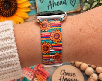Sunflower Watch Band, Colorful Boho Watch Strap, Floral Watch Band, Sunflower Lover Gift, Summer Watch Band, Boho Accessory, Flower Gift