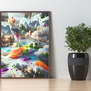 Charming Prints | DIGITAL | AI Art - Unique Living Room Wall Art Idea, Printable Wall Art, Unique Design Produced with AI
