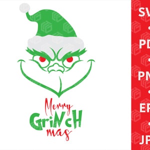 Merry Christmas Grinch Face Svg | Grinch Glowforge Svg | Grinch Hand Svg