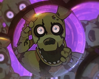 Von Springtrap (FNAF3) inspirierte GROSSE Pins/Buttons (5,75 cm)
