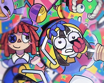 The Amazing Digital Circus Buttons/Pins (LARGE, 2.25 in) (Pomni, Jax, Ragatha, Caine, Kinger, Zooble, Gangle)