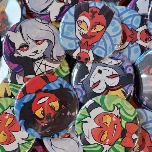 Helluva Boss Pin/Buttons (Loona, Stolas, Blitzo, Millie, Moxxie)