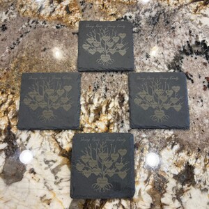 Custom Family Tree Slate Coaster Set - Etsy