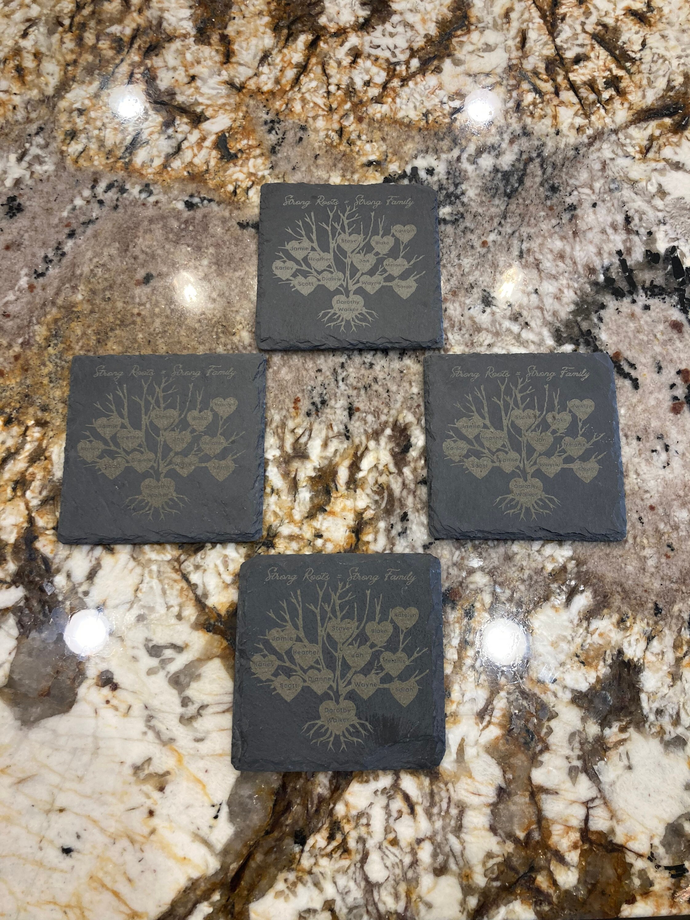 Custom Family Tree Slate Coaster Set - Etsy