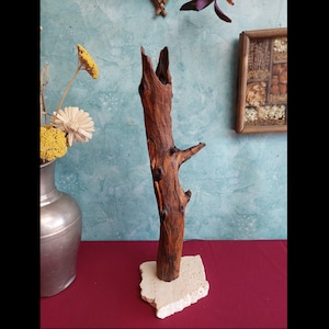 Unique Driftwood Lamp on Limestone Base : Sustainable and Rustic Home Decor, Mood Light, Handcrafted Wooden Lamp