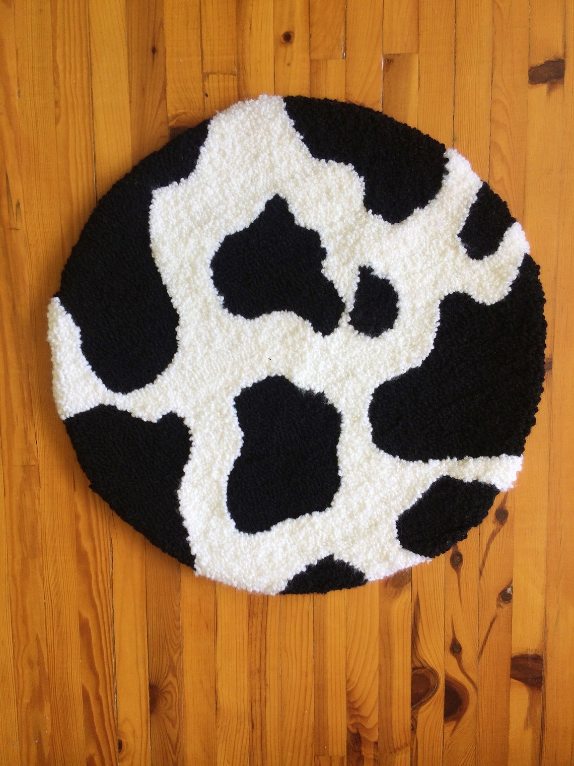Handmade Cow Print Rug Tufted Rug Punch Needle Rug Etsy
