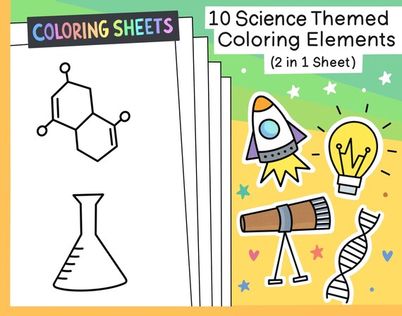 Science Themed Coloring Pages for Toddlers Kids Coloring - Etsy