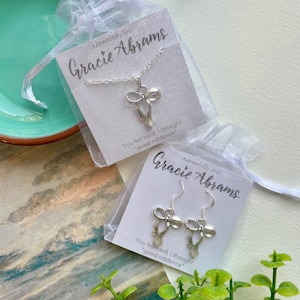 Gracie Abrams Inspired Bow Necklace and/or Earrings | 15% Off Set with Code | Gift Packaging | 925 Sterling Silver Stamped
