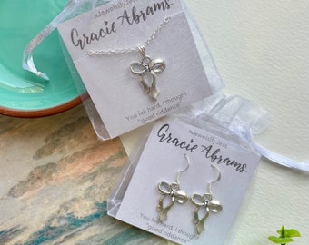 Gracie Abrams Inspired Bow Necklace and/or Earrings | 15% Off Set with Code | Gift Packaging | 925 Sterling Silver Stamped