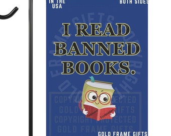 Banned Books Flag, I Read Banned Books Yard Sign, Garden, House Banner, Library, Reader Book Worm, Gift For Book Lover Liberal Activist Gift