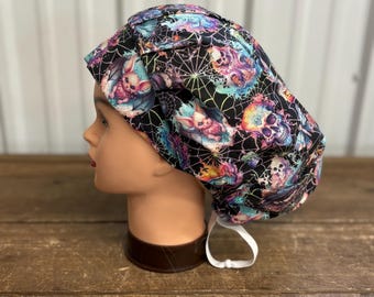 Witchy Skulls Bouffant Scrub Cap