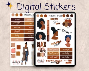 Melanin Babe Stickers: Black Girl Magic Planner Stickers (Digital Download)