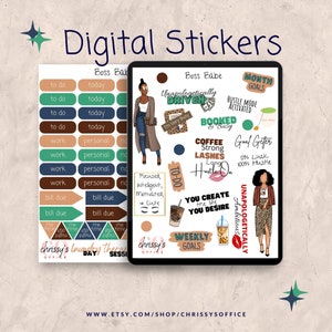 Digital Boss Babe || Business Woman| Lady Boss| Hustler | Girl Boss |African American Planner Sticker Sheets