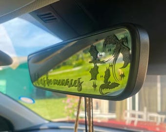 Black glitter Dragon decal for rear view mirror, Headphones decal , laptop decal, car decal, weather proof