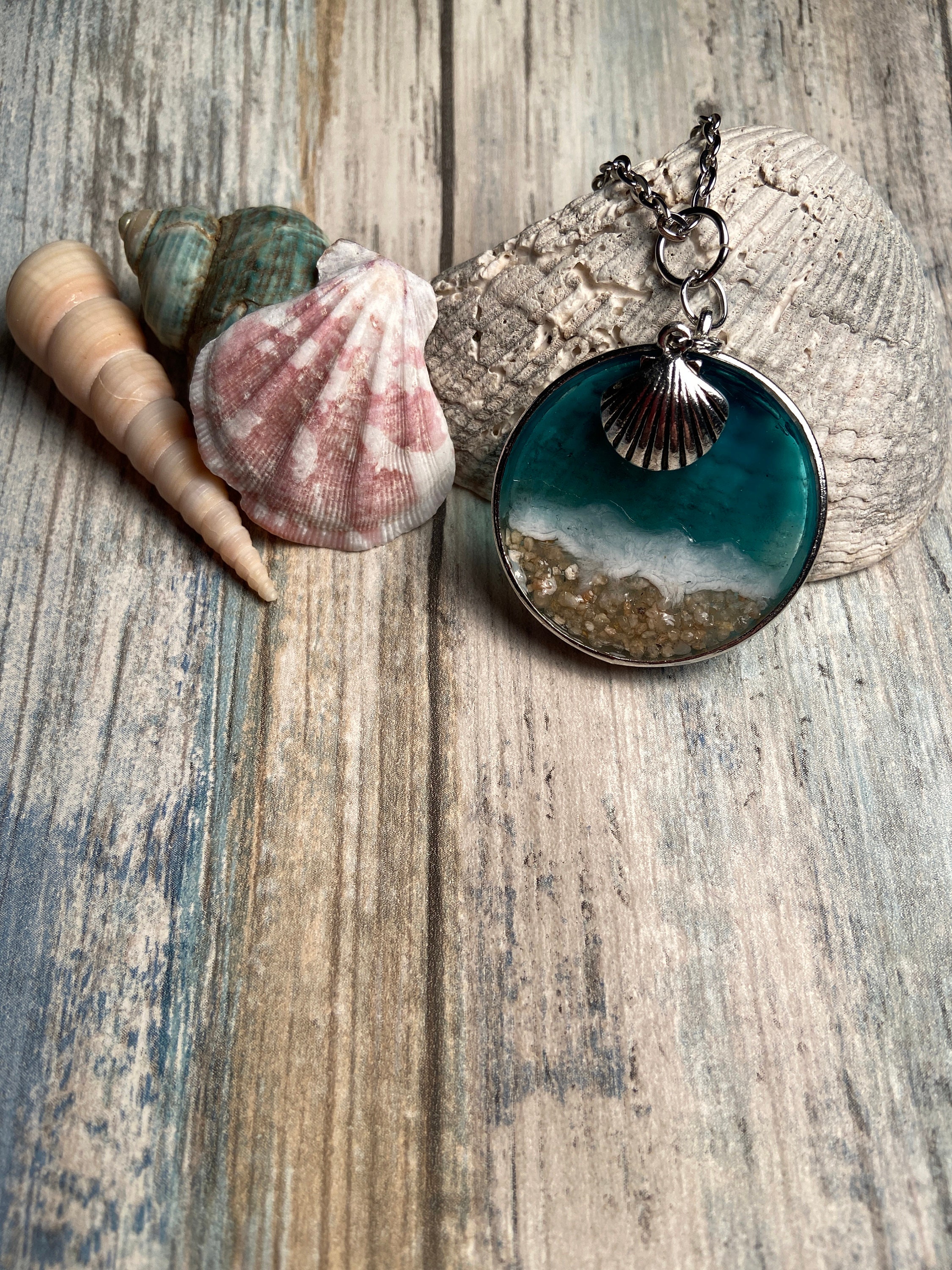 Ocean inspired pendant necklace Ocean jewelry Beach jewelry Etsy