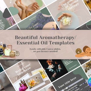 Aromatherapy/Essential Oils Templates for Instagram, 28 beautiful Canva Slides for your business