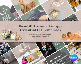 Aromatherapy/Essential Oils Templates for Instagram, 28 beautiful Canva Slides for your business