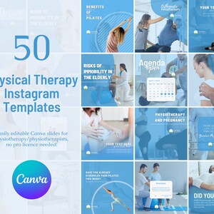 Physical Therapy Instagram Templates, Social Media Templates, Engagement Booster, 50 Canva Slides