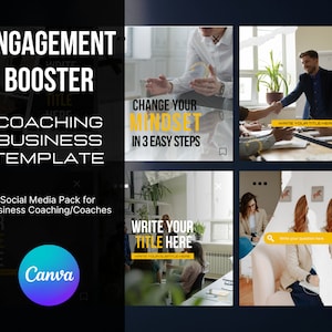 Business Coaching Canva-sjabloon met 16 dia&#39;s, Instagram-sjablonen, zakelijke sociale media-sjablonen, betrokkenheidsbooster