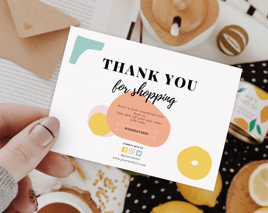 Pastel theme thank you cards for business digital download Etsy
