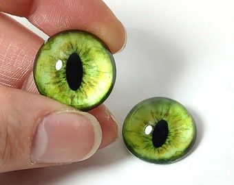 Elija un tamaño, Ojos de taxidermia de vidrio de gato verde primavera, ojos artesanales de vidrio