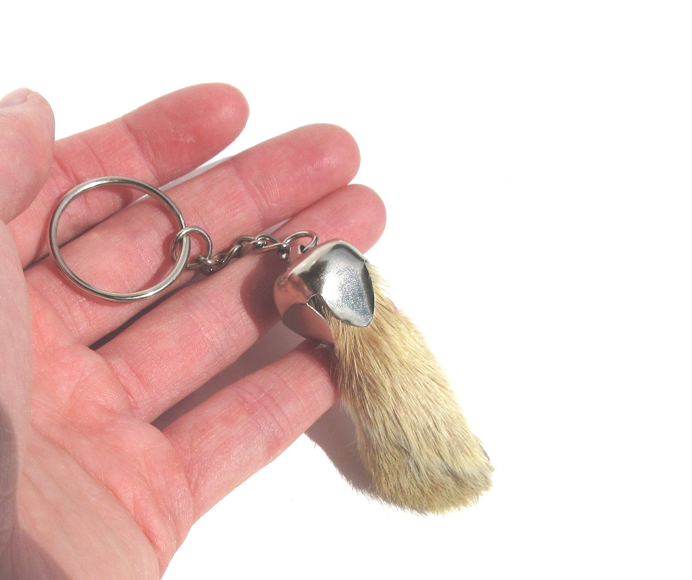 Lucky Rabbit Foot Keychain Charm Natural Fur Color Etsy