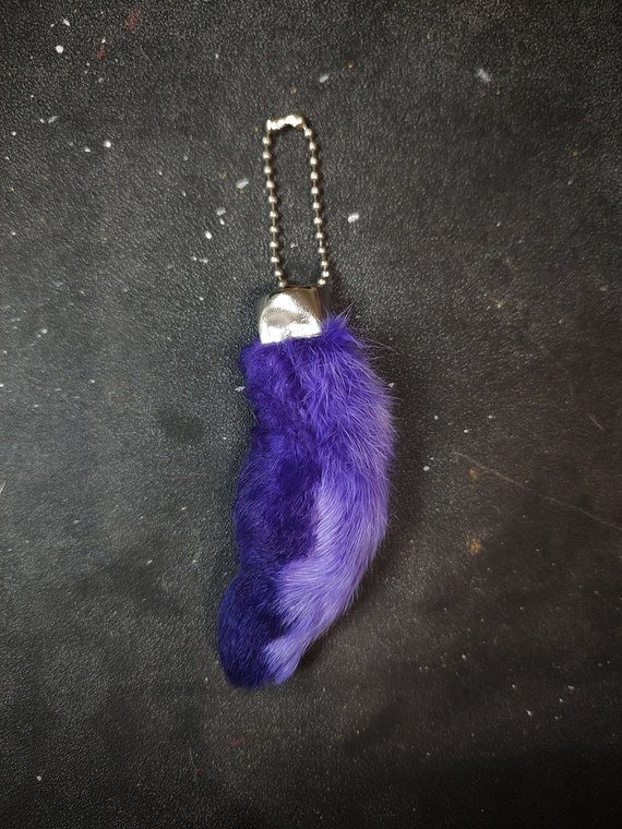 Lucky Rabbit Foot Keychain Charm Deep Purple Real Rabbit Foot. Etsy UK