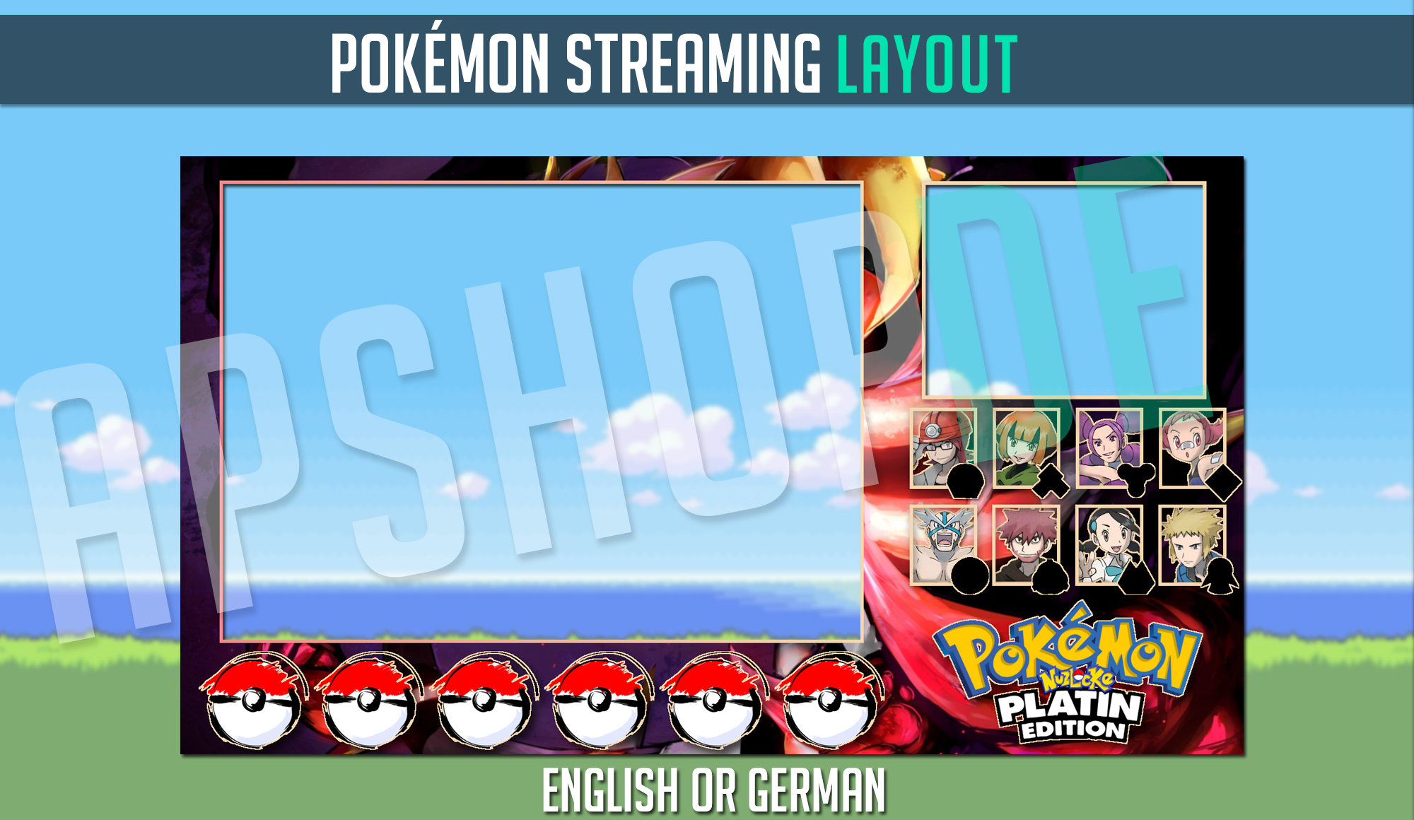 Pokémon Stream/Streaming Platin/Platinum Layout/Overlay para Etsy