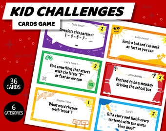 Kid Challenges Game, Challenge Cards, Family Game