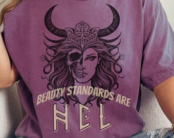 Hel Norse Goddess T-Shirt, Unisex Vintage Style Goddess of Death Garment-Dyed Gothic Graphic Tee