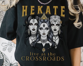 Hekate Goddess of Witchcraft T-Shirt, Unisex Vintage Band Tee Style,  Gothic Graphic Tee, Witchy Clothing