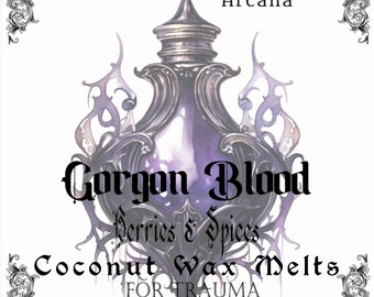 GORGON BLOOD - Trauma Intention Wax Melts with Crystals and Botanicals | Juicy Berries, Fresh Flowers, Exotic Spices Scent