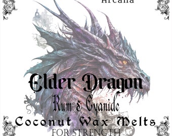 ELDER DRAGON - Strength Intention Wax Melts with Crystals and Botanicals | Smokey Rum,  Cyanide, Sugar Cane Scent